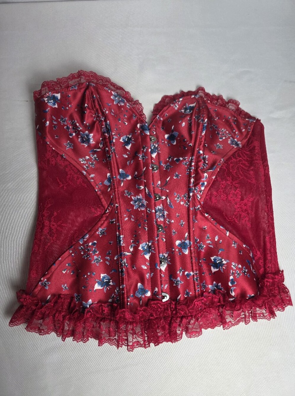 NWT Adore Me Women's Red W/ Floral Print Corset Top Size Large